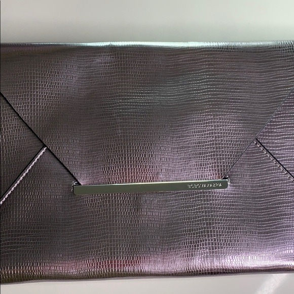 BCBGMaxazria Metallic Amethyst envelope clutch bag purple - Picture 7 of 12